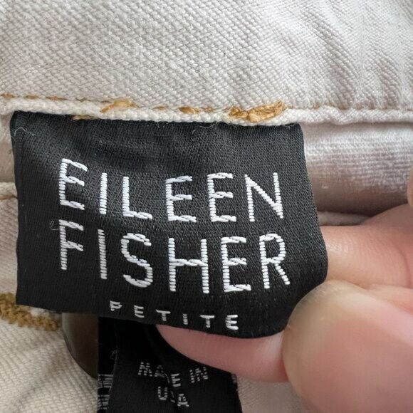 Eileen Fisher Pants Womens Petite Medium White Straight Leg Denim Jeans Made USA - Picture 10 of 16